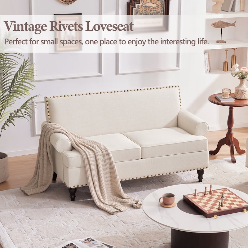 Uniquely Designed Riveted Fabric Sofa, Single Chair Loveseat