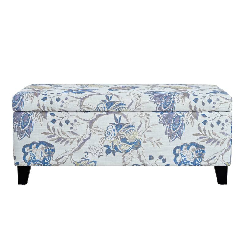 Elegant Floral Storage Ottoman - Multi-Use Footrest & Seat with Hidden Compartment