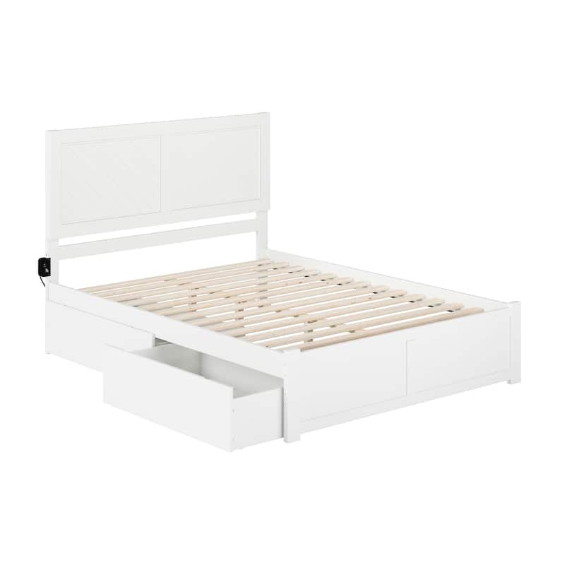 AFI Canyon Queen Platform Bed with Footboard & Storage Drawers in White