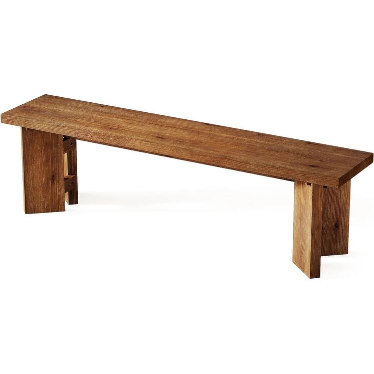 62.99" Solid Wood Bench, Farmhouse Entryway Bench with Thickened Legs for Entrance, Dining Room, Living Room, End of Bed