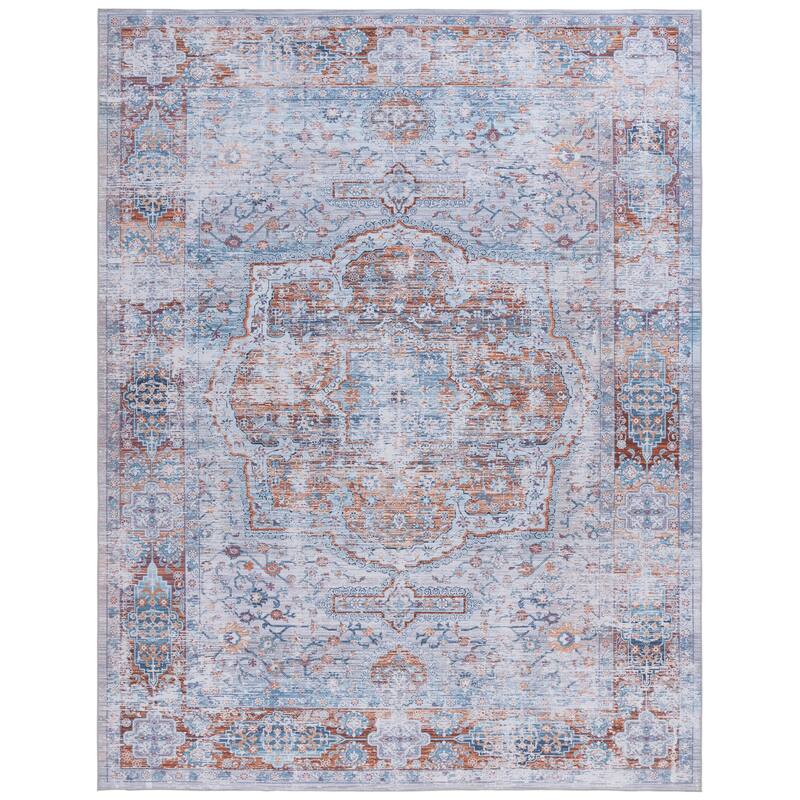 SAFAVIEH Tucson Machine Washable Slip Resistant India Traditional Rug - 8' x 10' - Beige/Rust