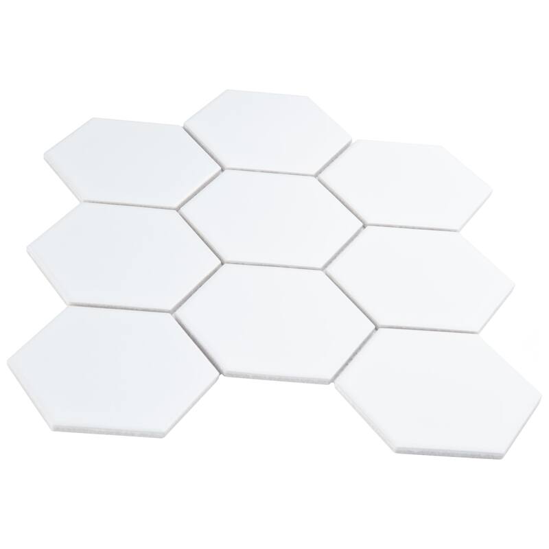 Merola Tile Metro Super Hex Series Matte White 10" x 11-1/2" Porcelain Mosaic Tile