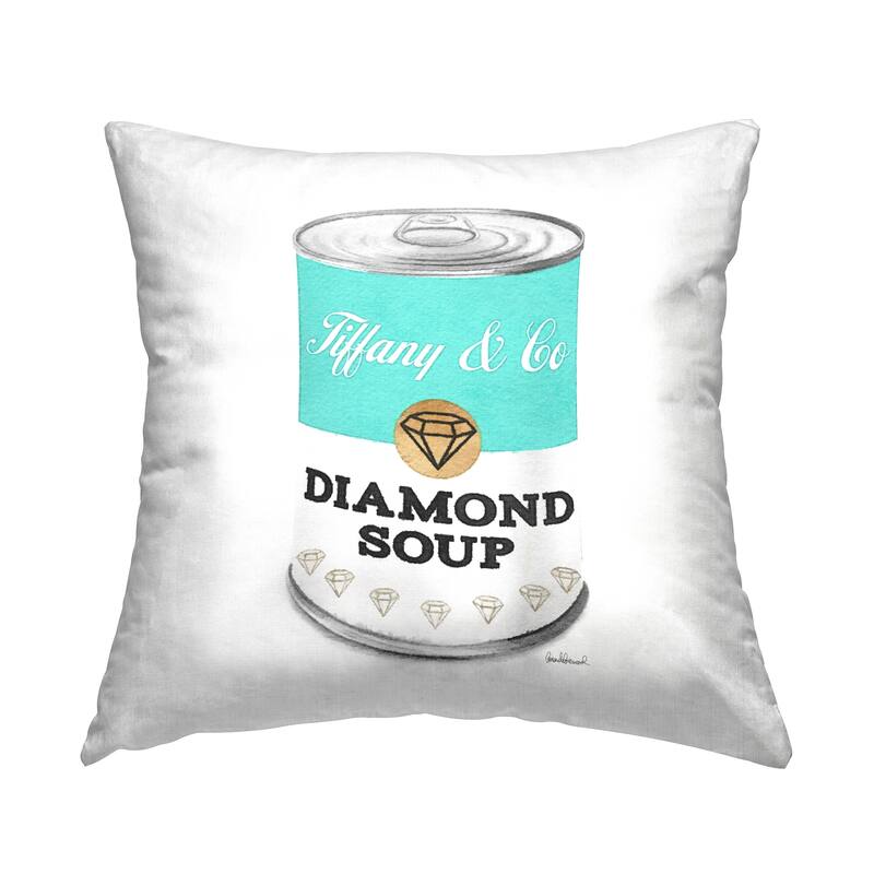 Stupell Blue Fashion Condensed Diamond Soup Glam Pop Decorative Printed Throw Pillow by Amanda Greenwood
