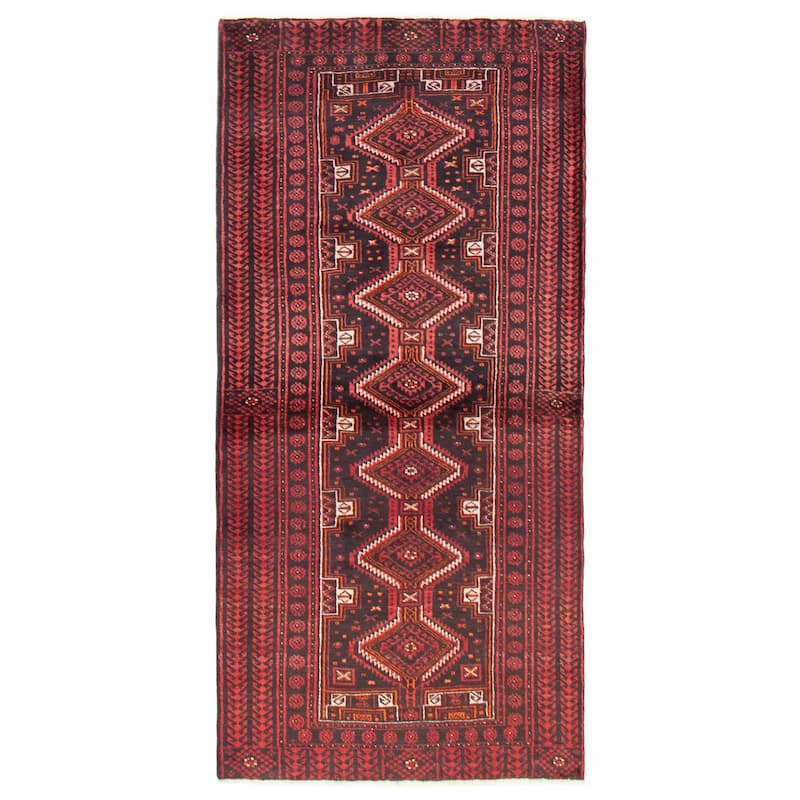 ECARPETGALLERY Hand-knotted Royal Baluch Black, Red Wool Rug - 3'2 x 6'5 - Black/ Red - 3'2 x 6'5