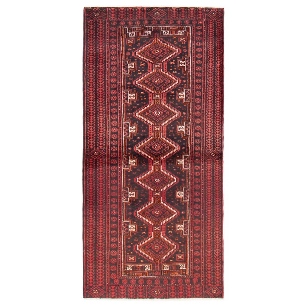 ECARPETGALLERY Hand-knotted Royal Baluch Black, Red Wool Rug - 3'2 x 6'5