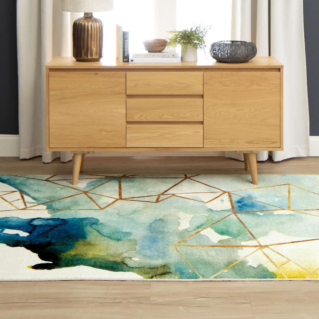 Mohawk Home Cognition Watercolor Abstract Geometric Area Rug