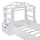 preview thumbnail 9 of 11, White Twin Solid Wood House Bed with Bench & Shelves