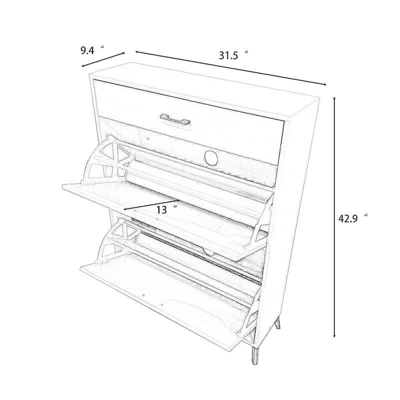 GDF Studio - Modern Shoe Storage Cabinet with 2 Flip Drawers and Hidden Organizer