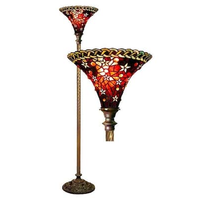 Tiffany-style Vintage Star Torchiere Lamp