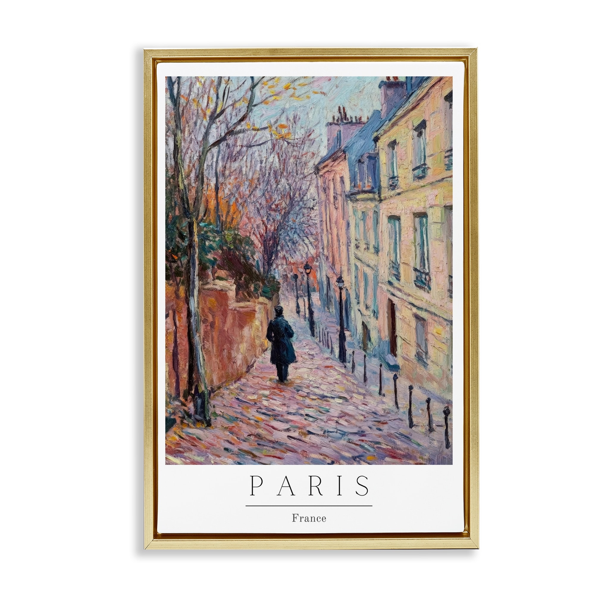Stupell Fall Paris Street scene Framed Floater Canvas Wall Art Design By Petal Prints Design