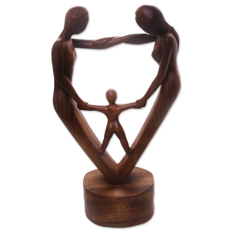 NOVICA Handmade Our Blessing Wood Sculpture - 13.5" H x 8" W x 4.5" D