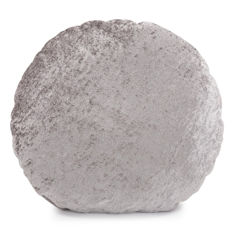 Allan Andrews Amaron Decorative Round Crushed Velvet Throw Pillow - Cement