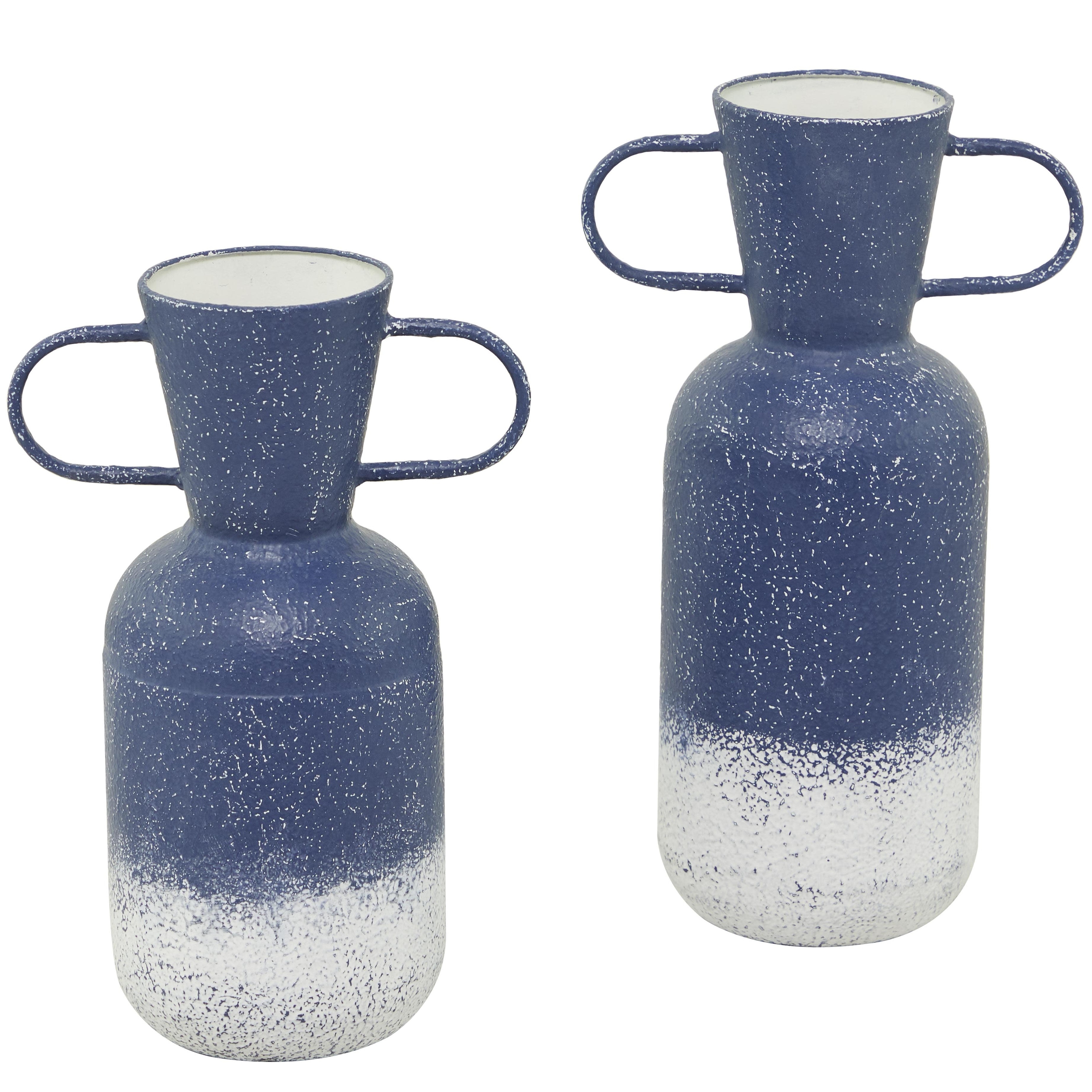 Metal Decorative Vase with Handles - Set of 2 Blue - Roche River Decor
