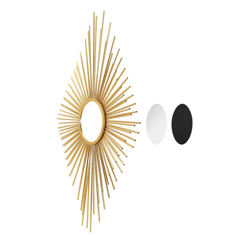 Metal Sunburst Wall Mirror, Diamond Shaped Champagne Gold Wall Mirror