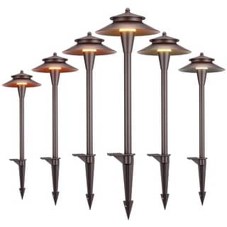 6 Pack 5CCT LED Landscape Pathway Lights, Double Layer - Oil Rubbed Bronze