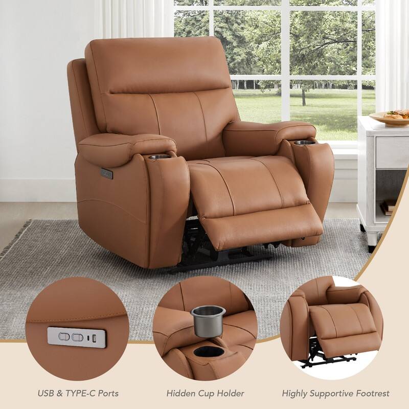 Spruce & Spring Gavin Power Genuine Leather Recliner Chair Zero-Gravity Recliner