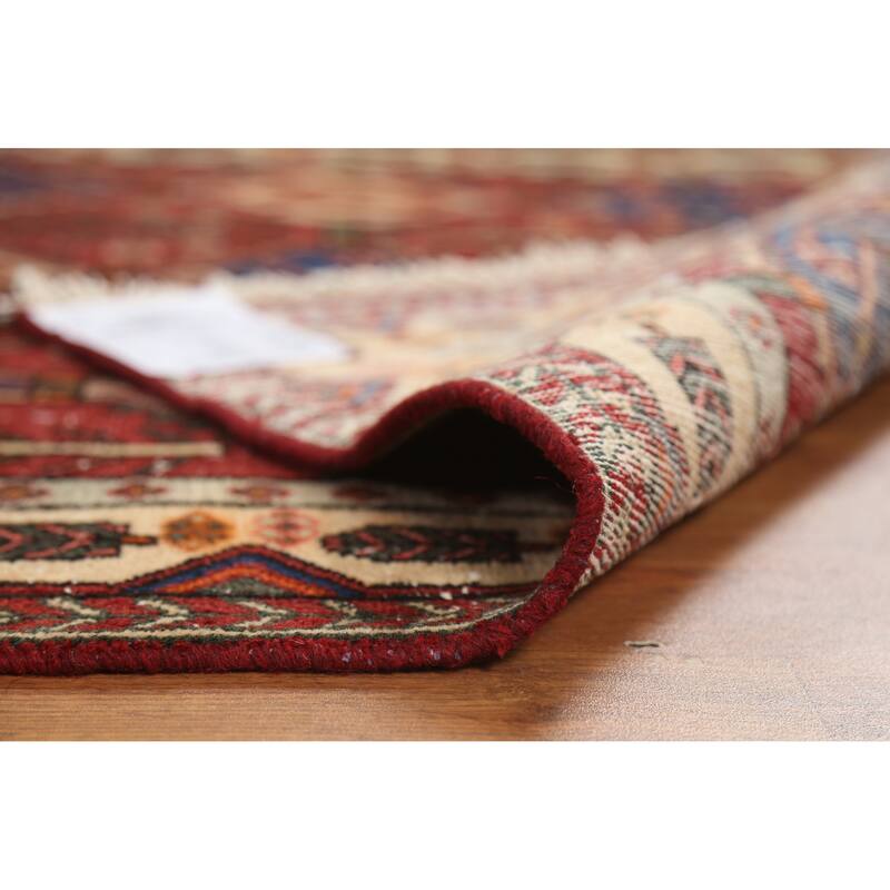 Hand Knotted Oriental 100% Wool Carpet Traditional Geometric Red Bakhtiari Area Rug - 4' 11'' X 3' 10''