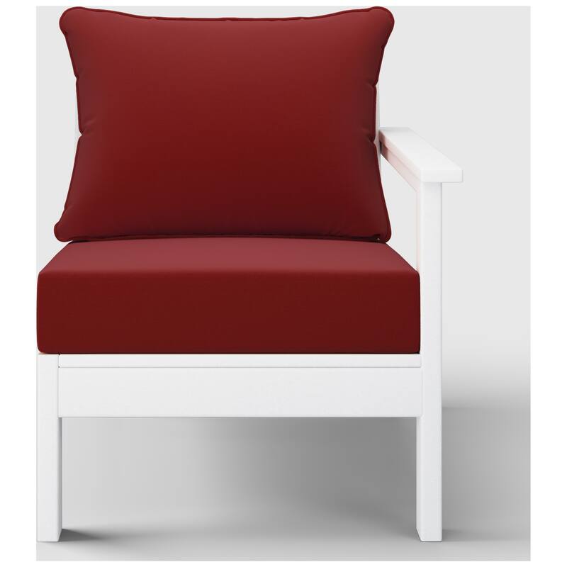 Birchwood All Weather HDPE Outdoor Patio Deep Seating White Right Arm Facing Chair With Cushions (1-Piece)