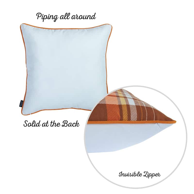 Decorative Fall Thanksgiving Throw Pillow Cover Plaid & Quote Set of 2