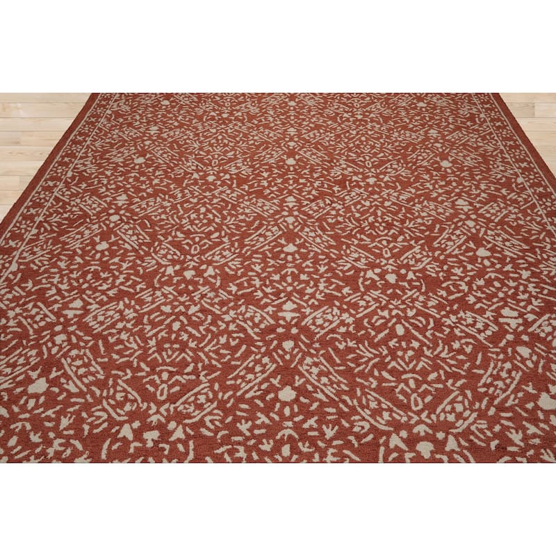 Multi Size 5'x8' Sage Wool Hand Hooked Transitional Rug with All Over