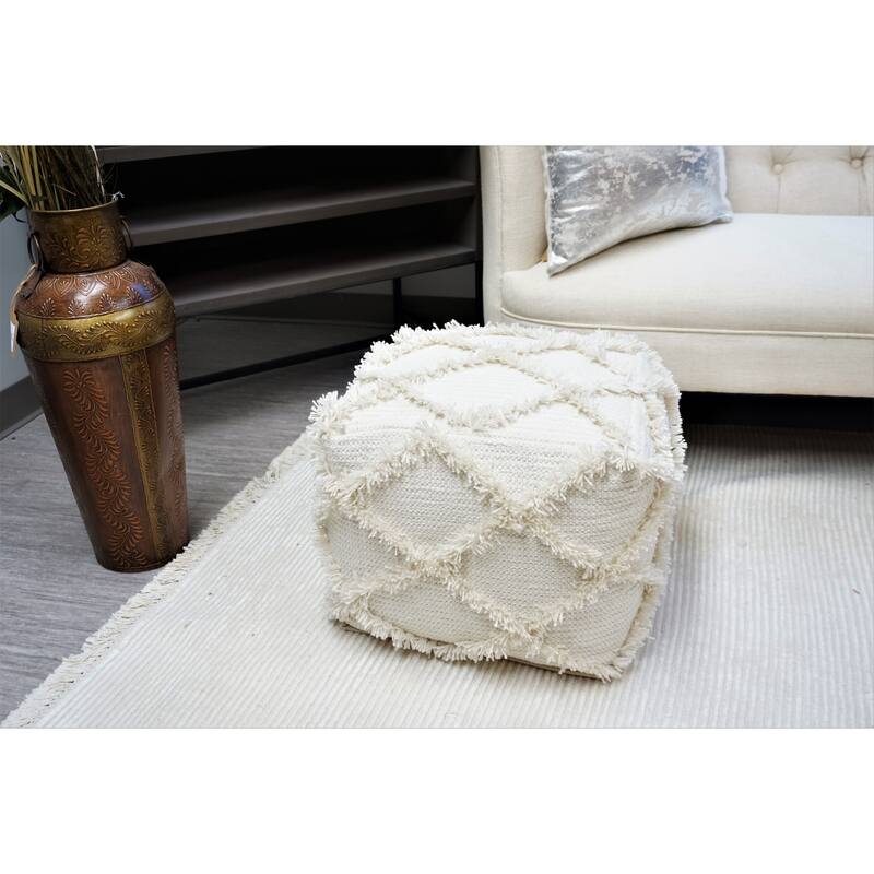 Home&Manor Wool Cotton Assisi Pouf