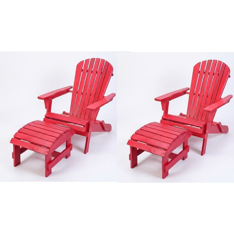Grand Collection Folding Large Size Adirondack Chair Pine Wood, Red