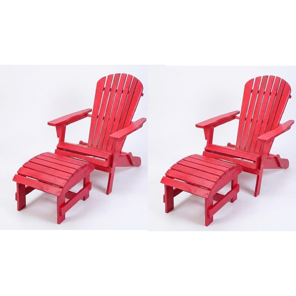 Grand Collection Folding Large Size Adirondack Chair Pine Wood, Red