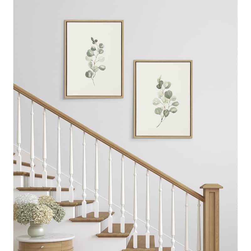Kate and Laurel Sylvie Eucalyptus Framed Canvas Set by Maja Mitrovic of Makes My Day Happy
