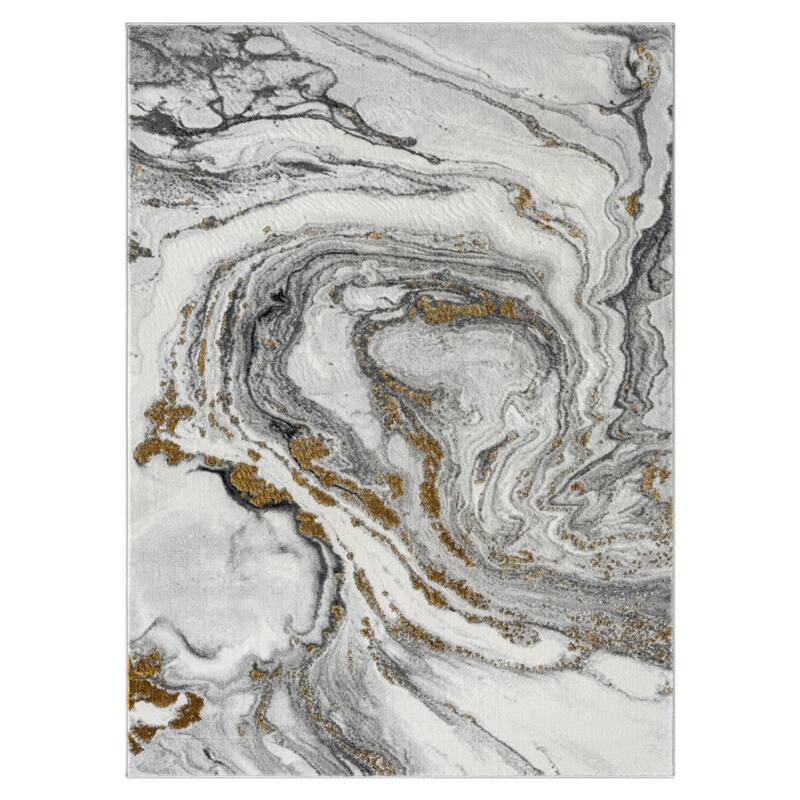 Luxe Weavers Marble Effect Abstract Area Rug, Stain-Resistant Carpet - 5x7 - Gray