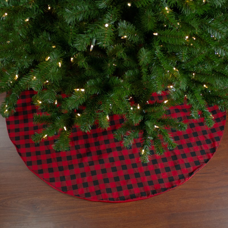 48" Red and Black Buffalo Plaid Christmas Tree Skirt