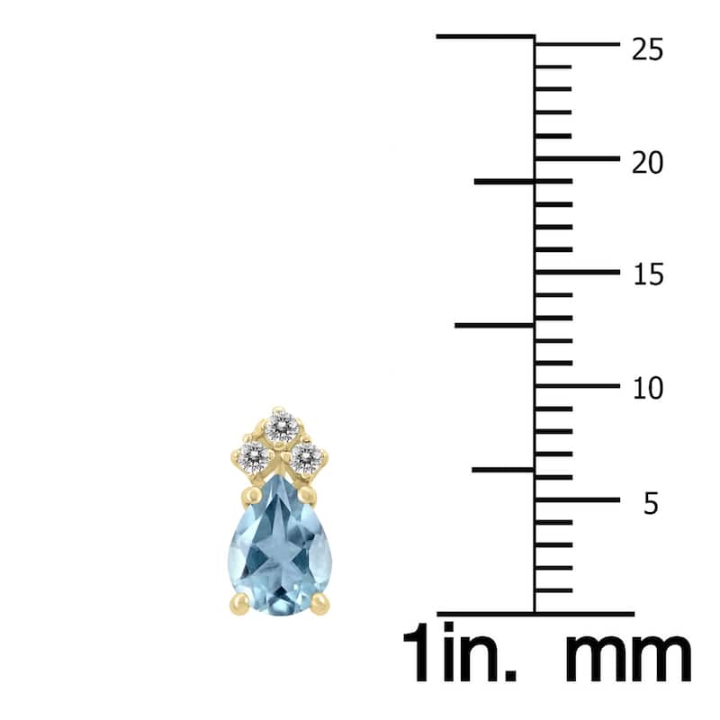 Marquee 14K Yellow Gold 6x4MM Pear Aquamarine and Diamond Earrings
