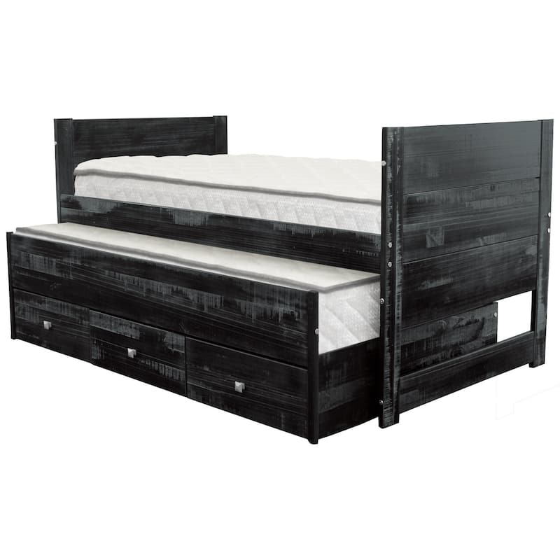 Taylor & Olive Begonia Twin Bed with Twin Trundle & 3 Built in Drawers
