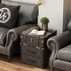 preview thumbnail 10 of 20, COZAYH Vintage Nightstand with Buckle Hinged Top, Linen Accent End Side Table for Living Room, Rectangle, Grey