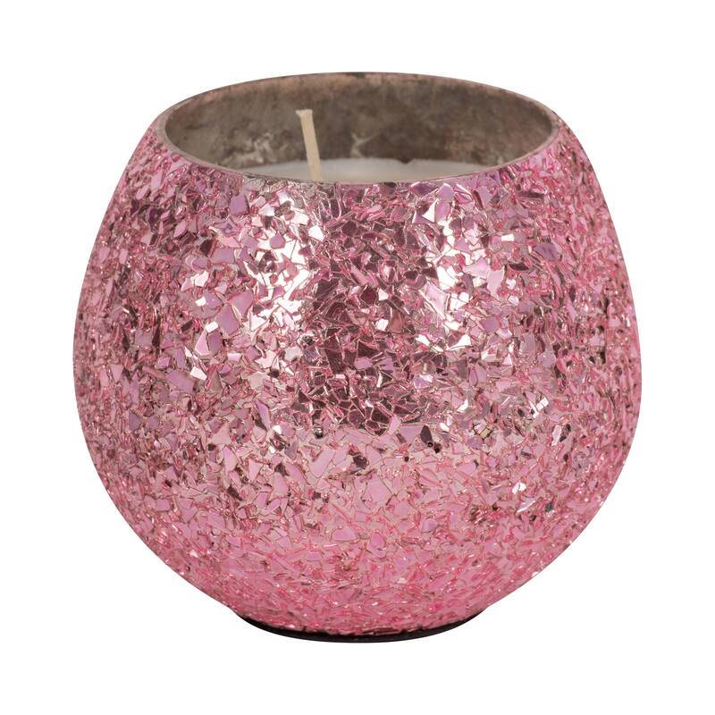 Sagebrook Home 4" Glass Candle Contemporary Glam 11oz Scented Decorative Candle Trendy Home Decor - 4" x 4" x 4"