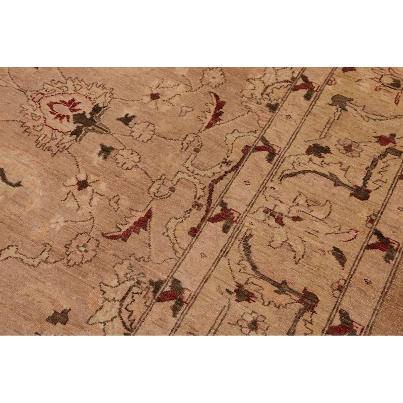 Oriental Ziegler Iris Khaki Gold Hand-Knotted Wool Rug - 9'0'' x 12'1''