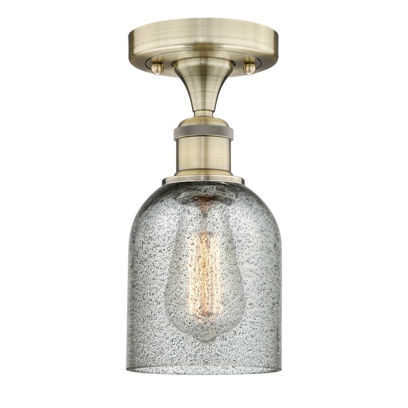 Innovations Lighting Edison Caledonia - 1 Light 5" Semi-Flush Mount - Antique Brass/Charcoal