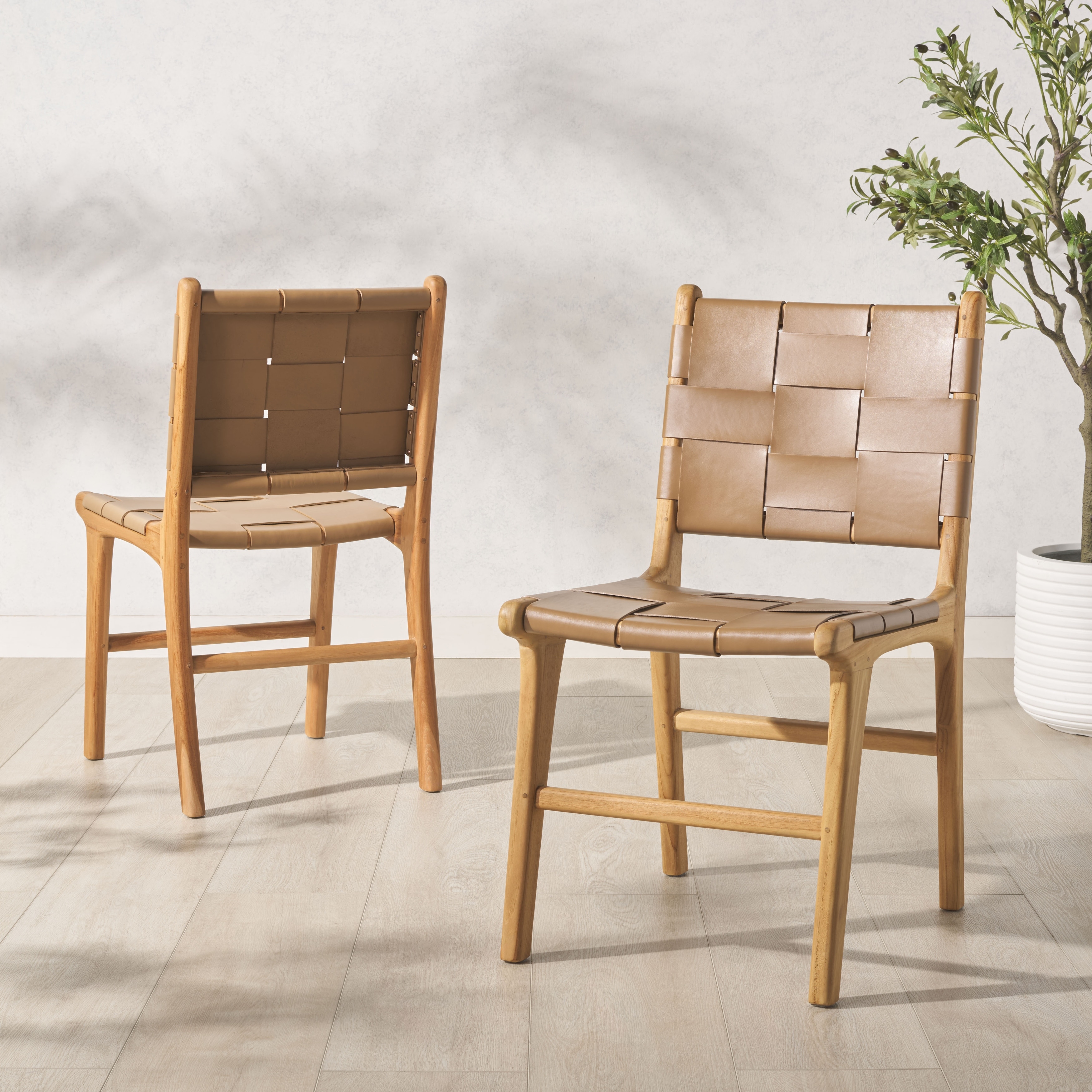 SAFAVIEH Couture Cassaphina Woven Leather Dining Chair - 18