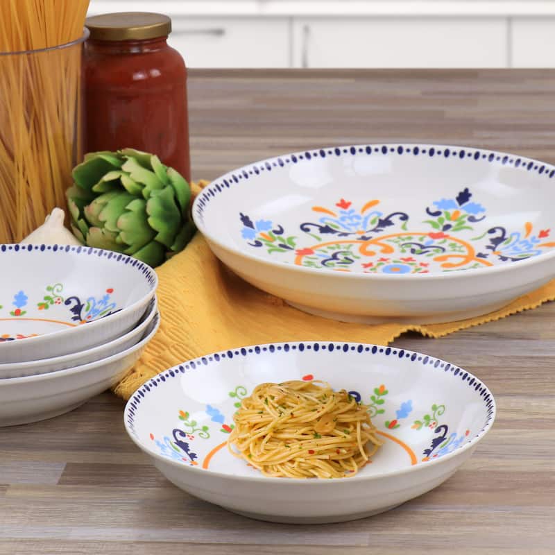 Gibson Home Tijuana 5 Piece Fine Cermic Pasta Bowl Set - 3 Piece Set