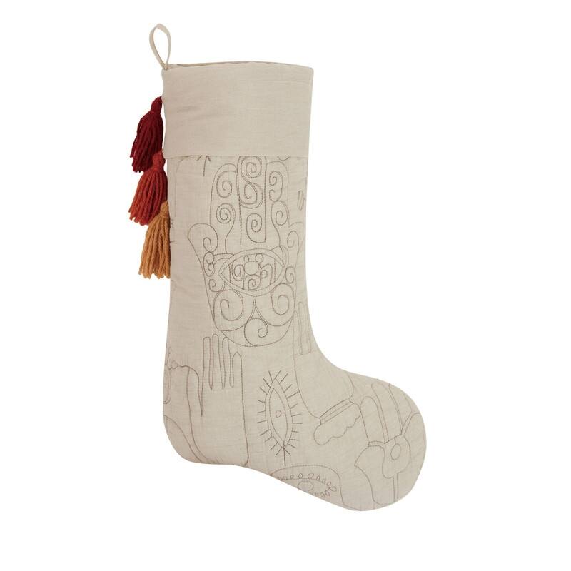 JUNGALOW by Justina Blakeney Hamsa Quilted Stocking with Tassels - N/A