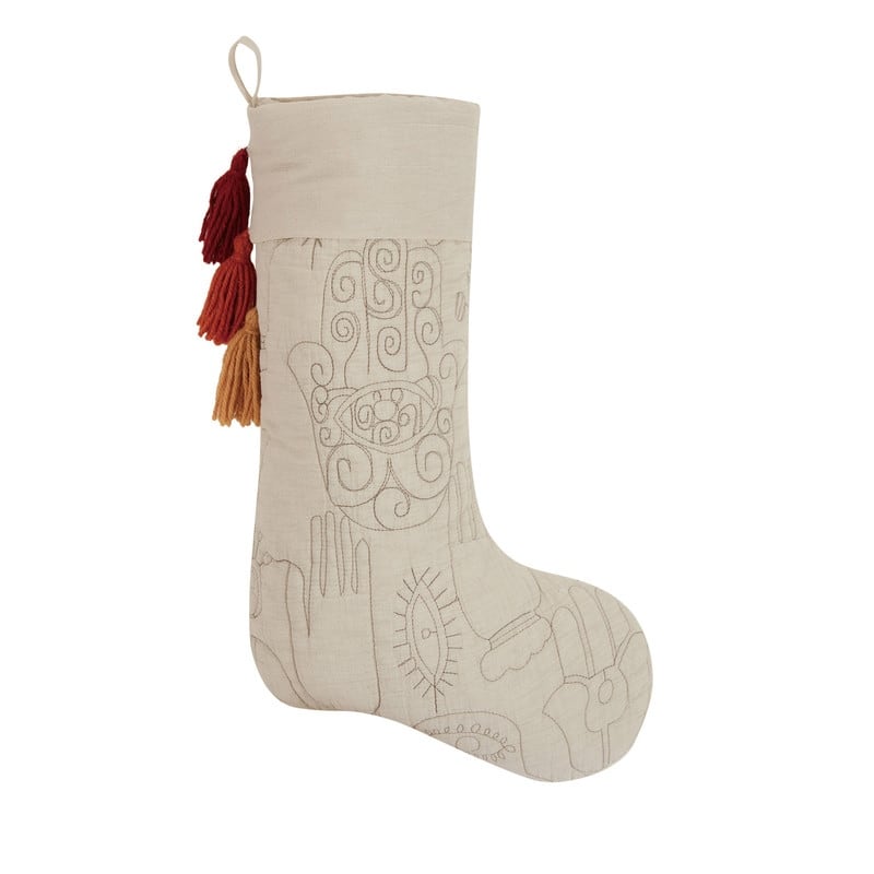 JUNGALOW by Justina Blakeney Hamsa Quilted Stocking with Tassels - N/A