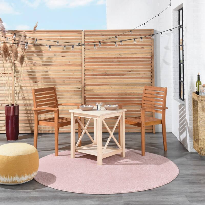 Nourison Essentials Solid Contemporary Indoor/Outdoor Area Rug - 6' Round - Pink