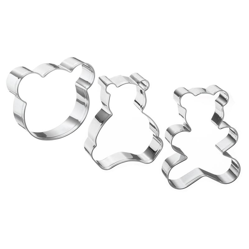 3pcs Stainless Steel Bear Cookie Cutters Fondant Biscuit Cutters - Silver
