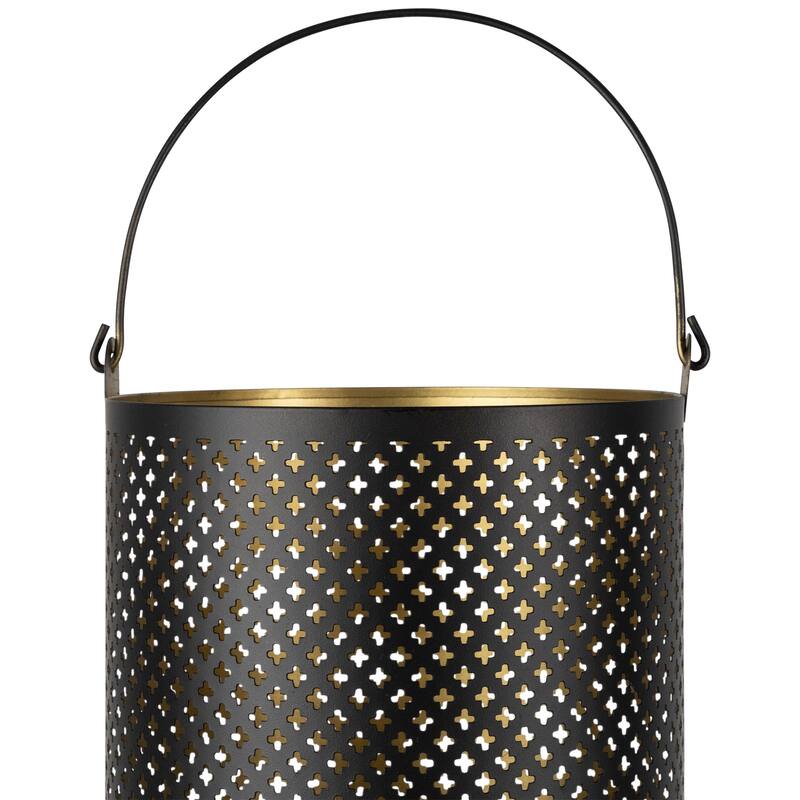 Iron Mesh Candle Holders with Handles - 10" - Black and Gold Finish - Set of 3
