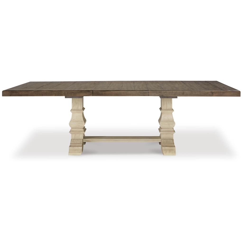 Signature Design by Ashley Bolanburg Brown / Antique White Extension Dining Table - 48"W x 103.25"D x 28.25"H