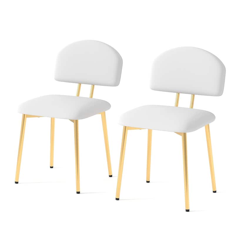 Javlergo Modern PU Leather Dining Chairs Set of 2 or 4 Upholstered Side Chairs Oval Back Compact Kitchen Chairs for Dining Room - Set of 2 - White