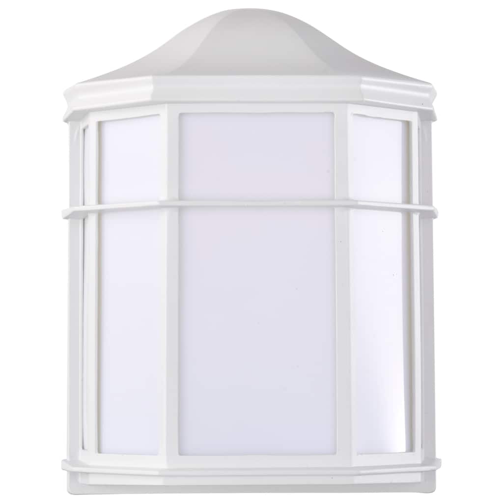 LED Cage Lantern Fixture White Finish with White Linen Acrylic