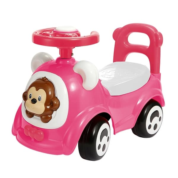 slide 2 of 6, Timate: Push & Ride Racer - Pink & Monkey - Foot-To-Floor Car Ride-On, Ages 1-2 Pink