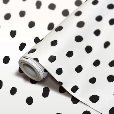 Teacher Created Resources Peel and Stick Decorative Paper Roll, 17-1/2" x 10 ft, Black Painted Dots