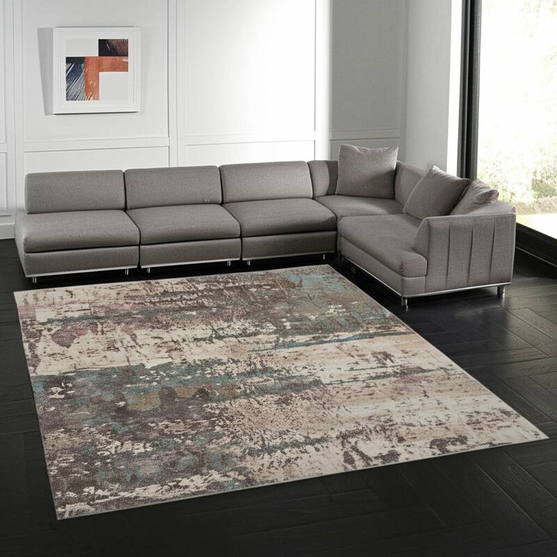 HomeRoots Abstract Industrial Rectangle Area Rug - 120.00 in. x 93.00 in.  x 0.47 in.