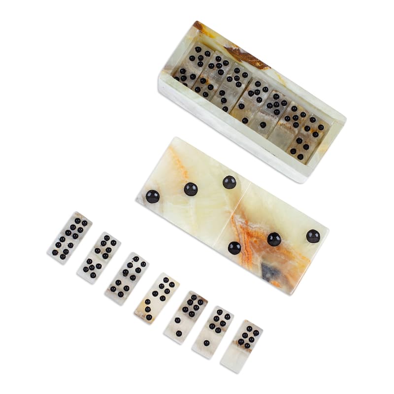 Novica Handmade Precious Strategy Onyx And Marble Domino Set